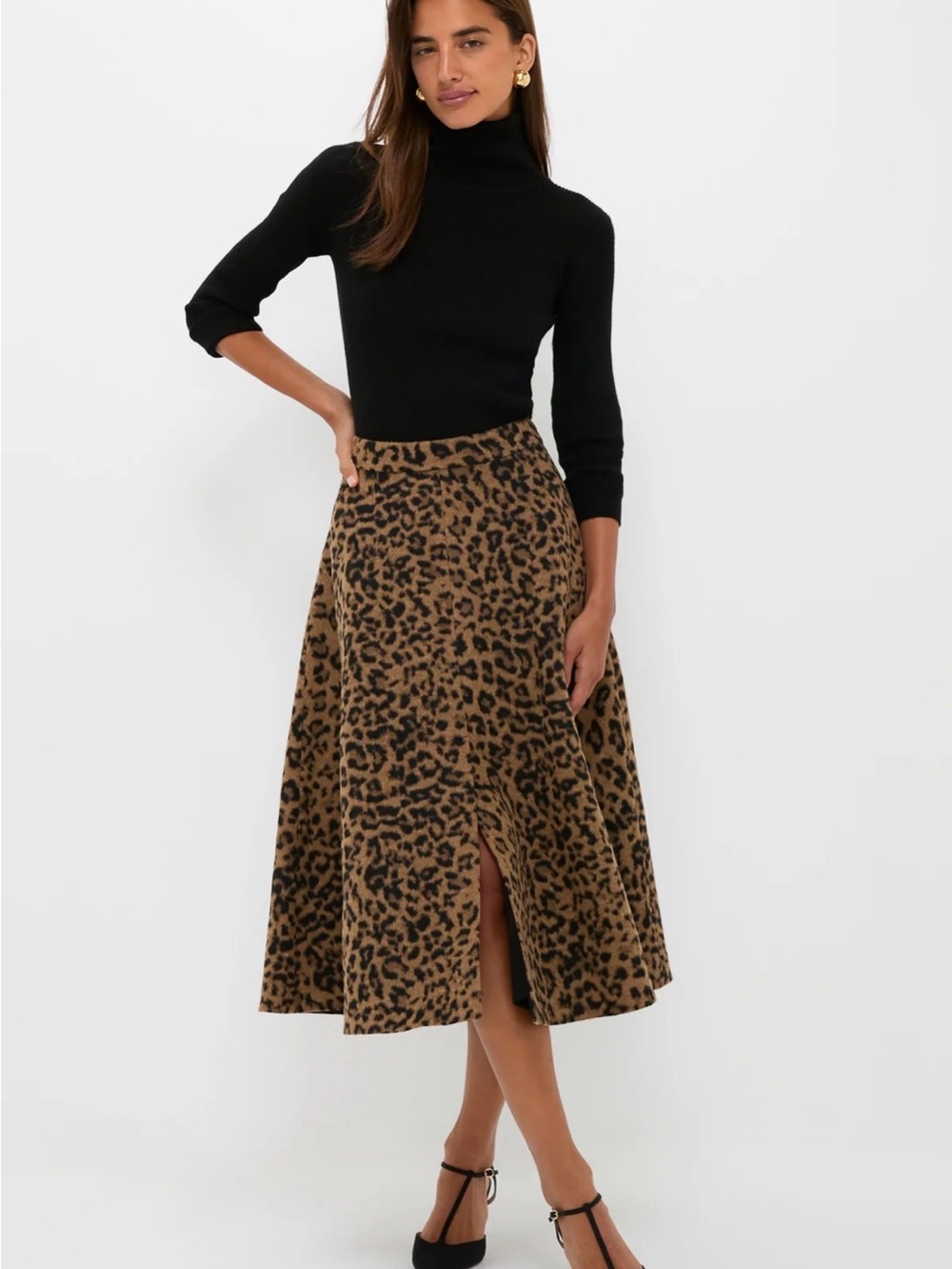 Tuckernuck Leopard Brushed Wool Andrea Circle Skirt M